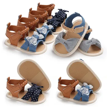 

Newborn Baby Jean bow Summer Shoes Girls Kids Infant Soft Sole Toddler Shoes nonslip baby party shoes moccasins for 0-18M