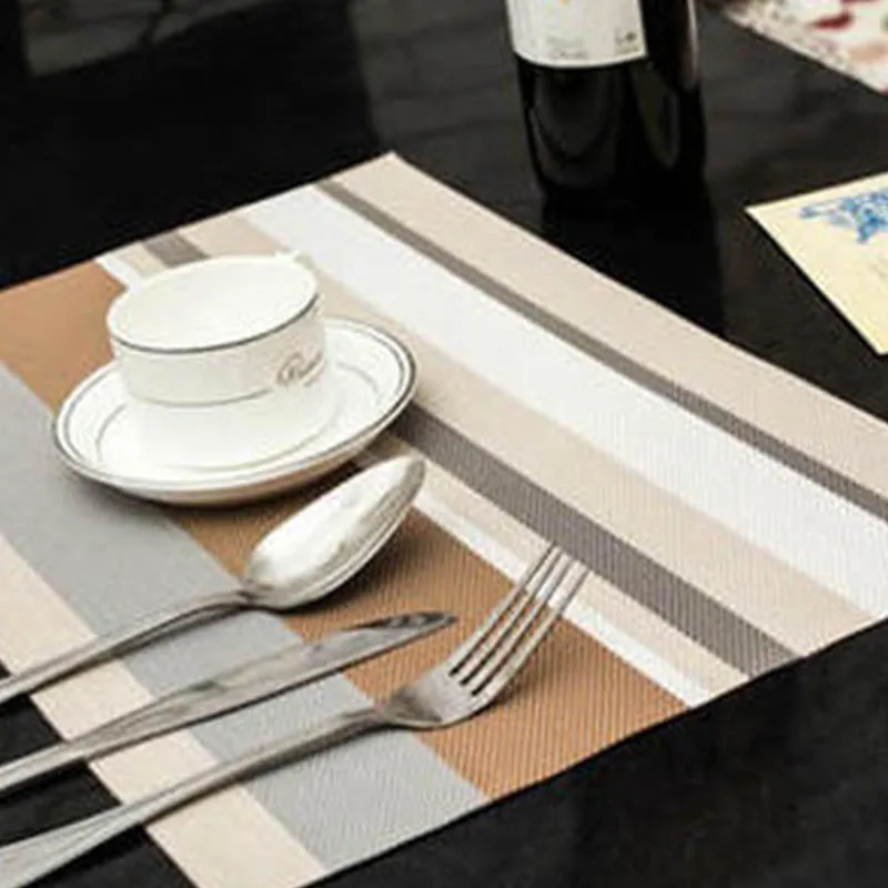 30*45cm Non-slip Pad Kitchen Accessories Stripe Pattern Dining Table Mats Oil-proof Table Placemat Heat Insulation Waterproof