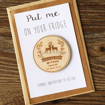 

Rustic Love Deer Save the Date Magnets Wedding Favors Gift Tags Laser cut and Etched on Wood