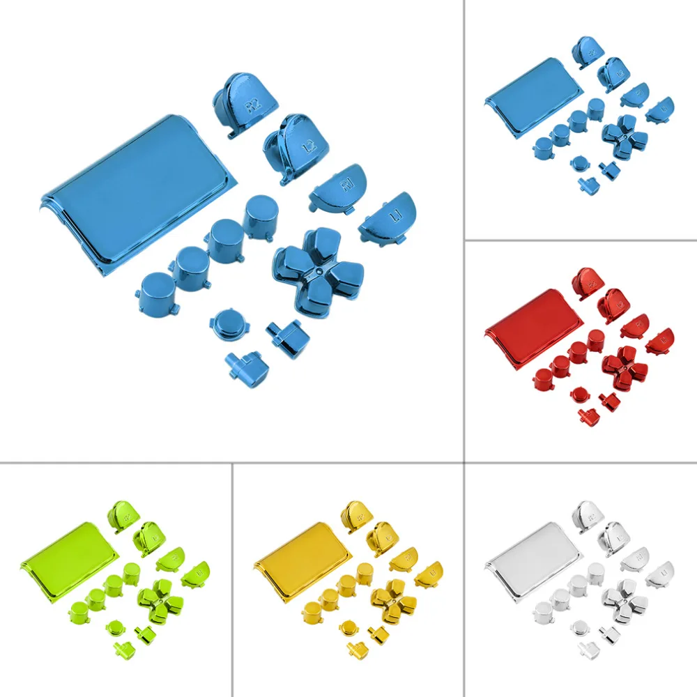 

Full Chrome Button Replacement Mod Game Kit for Playstation 4 PS4 Controller 5 Colors Optional