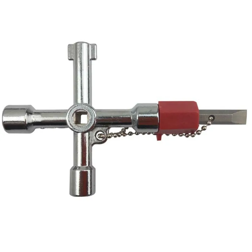 4 Way Cross Key Wrench Square Triangle Train Electrical Elevator Cabinet Box Multifunctional Wrench Herramientas 40DC45