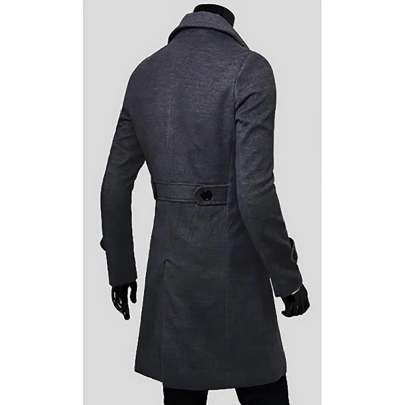 HEFLASHOR, мужской Тренч, модное мужское осеннее длинное пальто, зимнее двубортное ветрозащитное тонкое пальто, пальто размера плюс, куртки