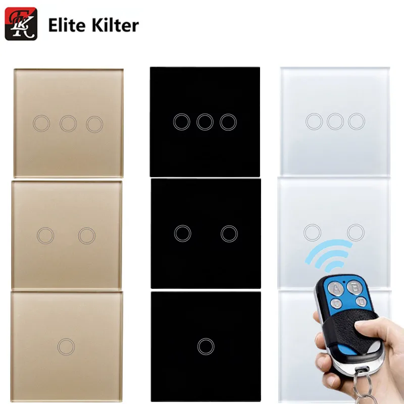 

EU/UK Standard Touch Switch, Wall Light Touch Screen Switch,Remote control Wall touch switch , White, Black, Golden, AC170~250V