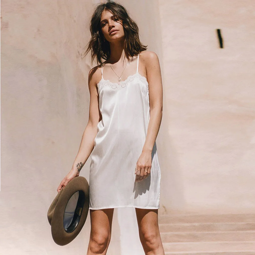 

dresses woman 2019 summer Women Summer Sexy Beach V Neck Lace Splice Soild Swimwear Swimsuit Mini Dress Vestidos De Festa