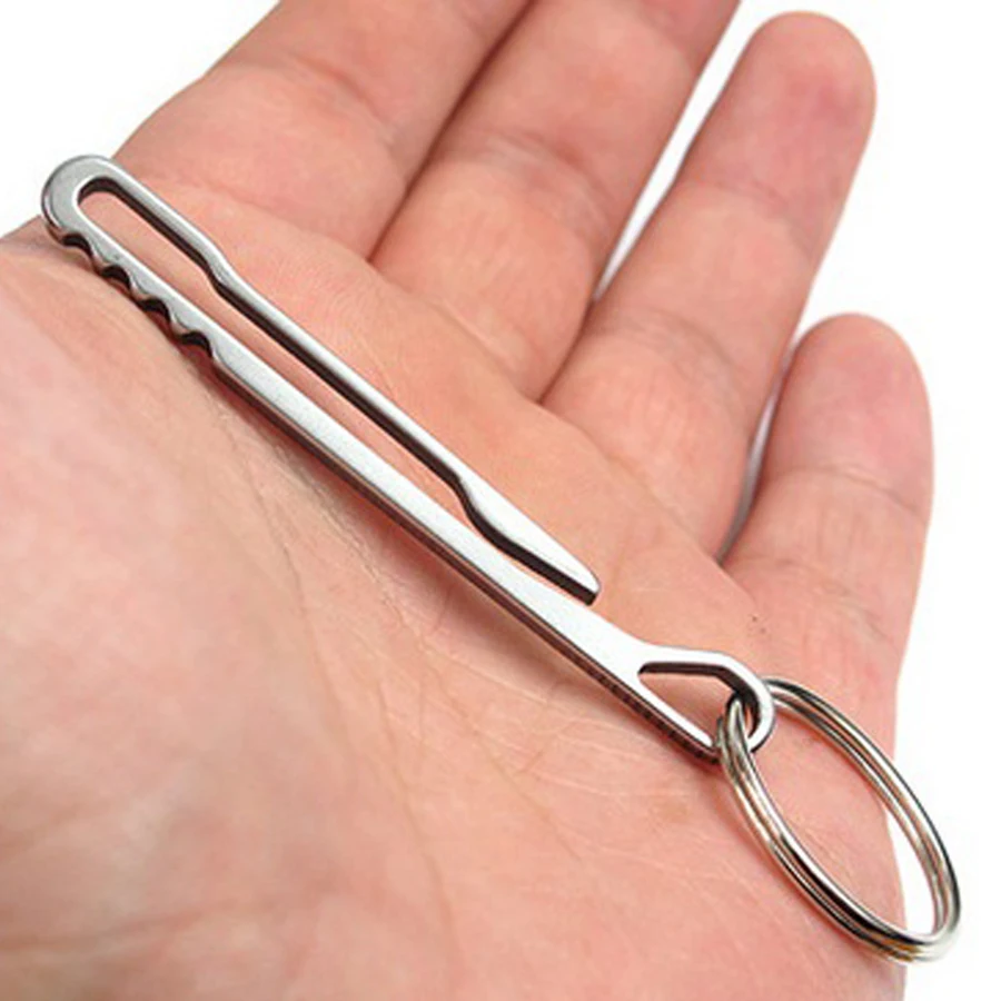 

10pcs EDC camping portable Theft tool outdoor hanging belt buckle key button stainless steel Full CNC machining for hiking J066