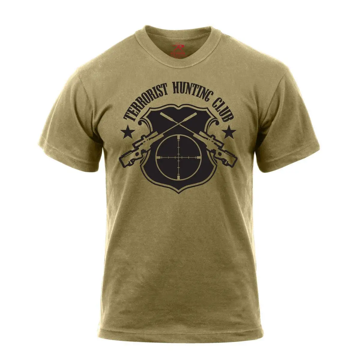 

2019 Fashion Summer Style Rothco 'Terrorist Hunts Club' T-Shirt, Coyote Brown Tee Shirt