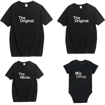

2019 New Fashion Family Matching Outfits Letter Printed The Original Remix Family T-shirts Father and Son Clothes Baby Romper