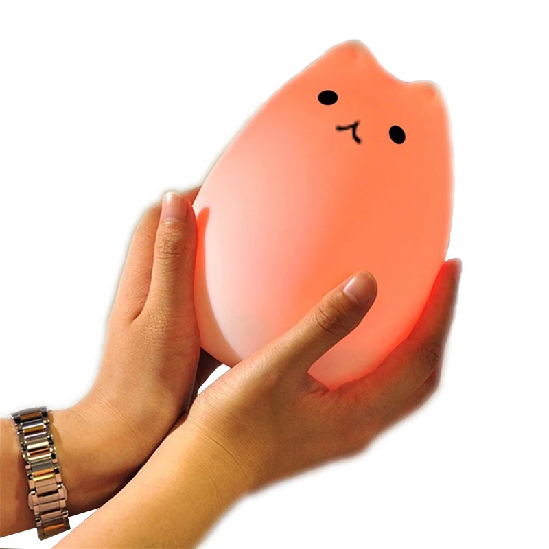 

Colorful 7 Colors Cat LED Children Animal Night Light Silicone Soft Cartoon Baby Nursery Lamp Breathing LED Night Light USB