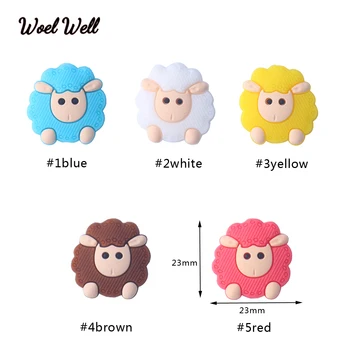 

5pcs Baby Teething toys BPA Free Mini Sheep Silicone Beads Baby Food Grade Silicone Teether DIY Pacifier Chain Silicone kid gift