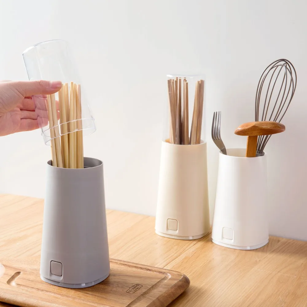 

Chopsticks Box Cutlery Dust Cover Storage Food Canister Easy Clean Plastic Chopsticks Boxes Kitchen Tableware Tools Container