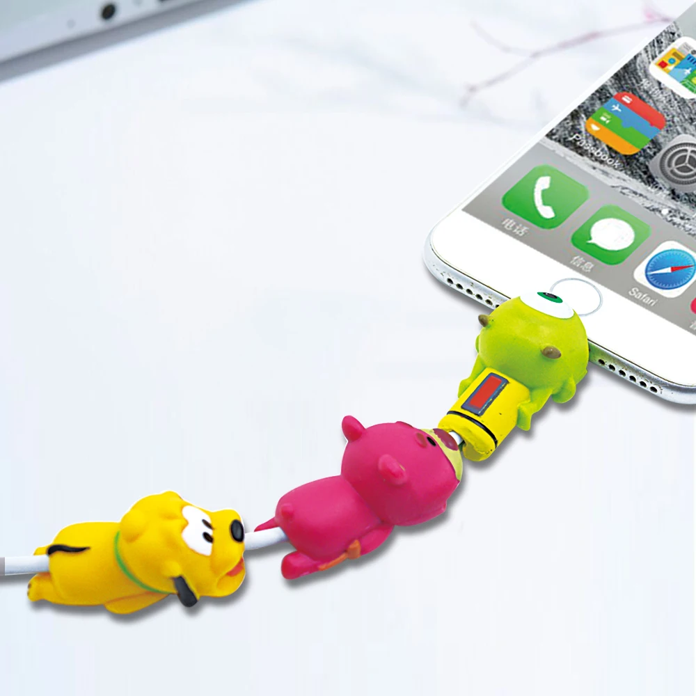 CHIPAL 2020 New Cute Cartoon Bites Winder для iPhone USB защита кабеля органайзер укуса животных
