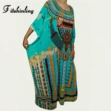 Длинное пляжное платье с этническим принтом большого размера, рукав летучая мышь, макси платья для женщин, сарафан бохо, парео для купальников, лето