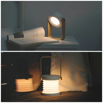 

Creative wooden handle portable lantern lamp telescopic folding led table lamp charging night light reading lamp