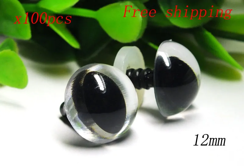 100pcs--12mm Transparent Safety Eyes/Plastic Cat Doll Eyes Handmade Accessories For Bear Doll Animal Puppet Making