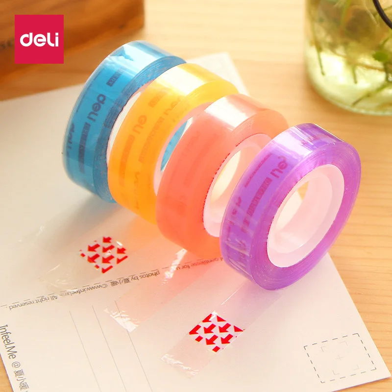 4 Packs X 2 Rolls 12mm Width 30 Yard Colored Transparent Sticky Paper