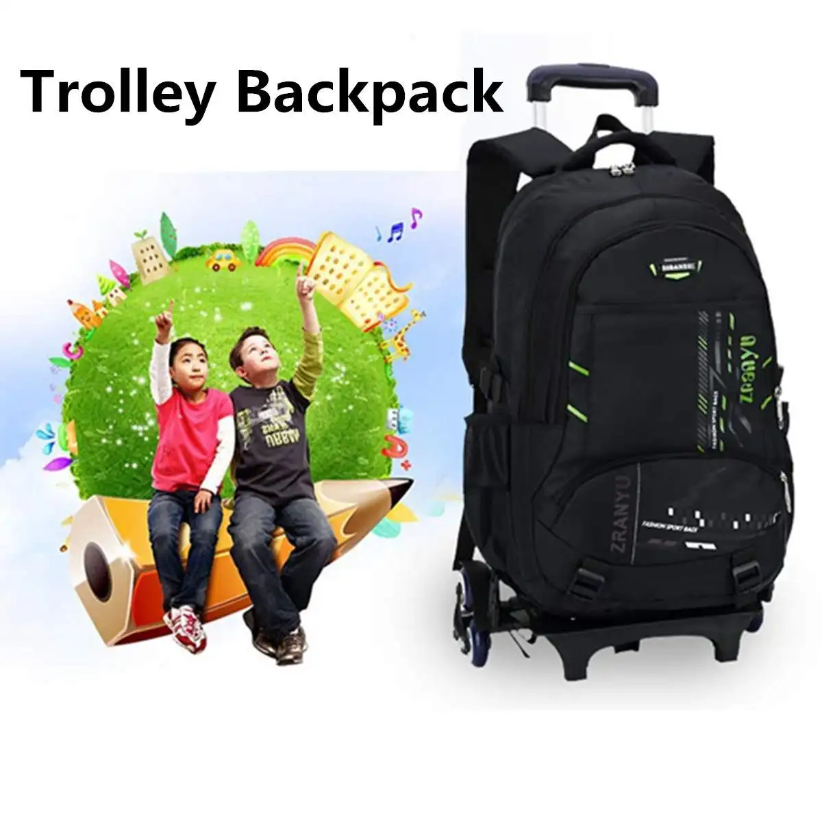 Новый водонепроницаемый студенческий чемодан на колесиках детская школьная сумка на колесах тележка 6 чемодан на колесах рюкзак для