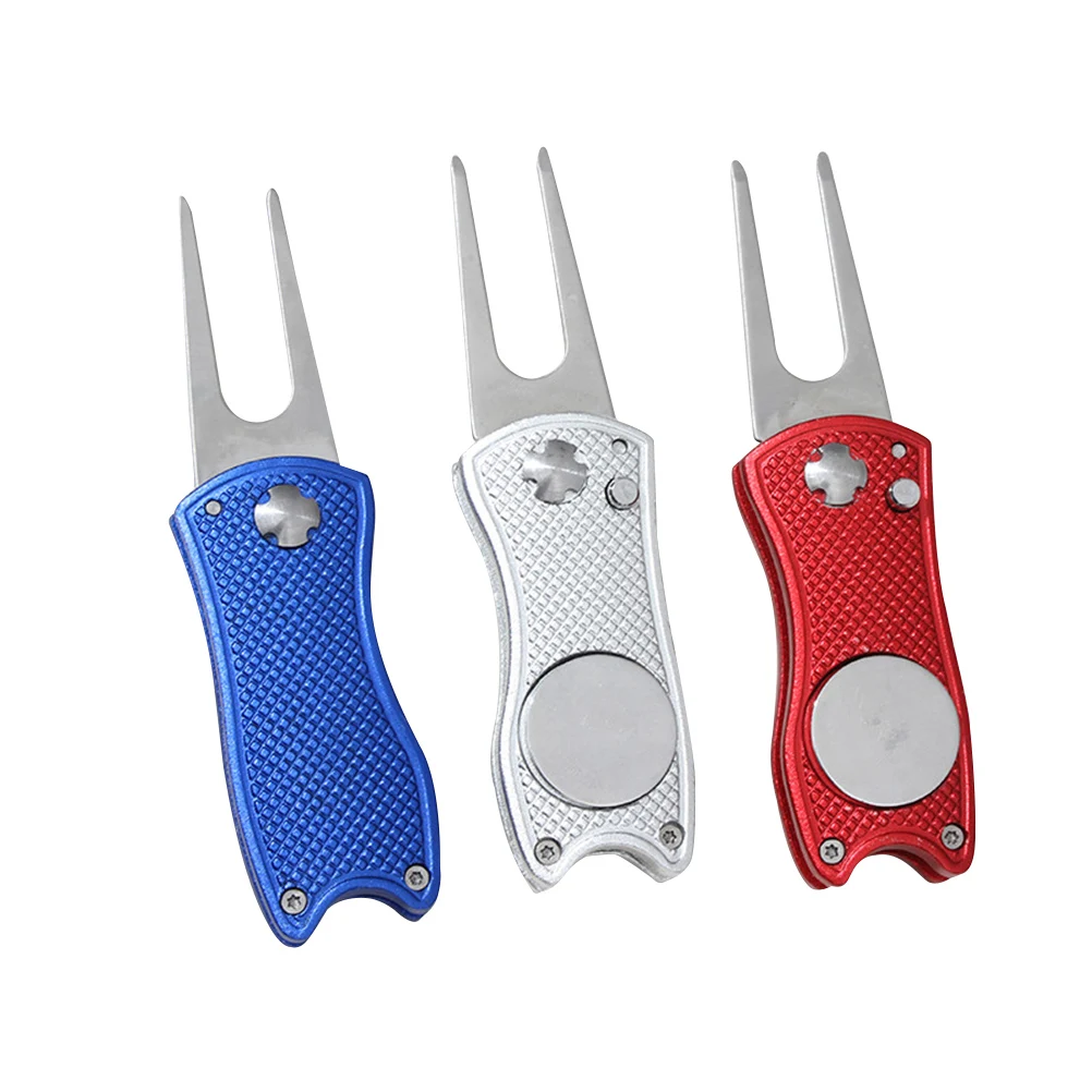 3 Pcs Foldable All Metal Stainless Steel Golf Divot Repair Tool Ball