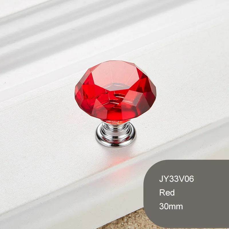 Можно выбрать цвет, 30 мм Алмазная форма Хрустальные стеклянные ручки для шкафа с винтами кухонный шкаф комод дверь выдвижной ящик ручка - Цвет: Красный