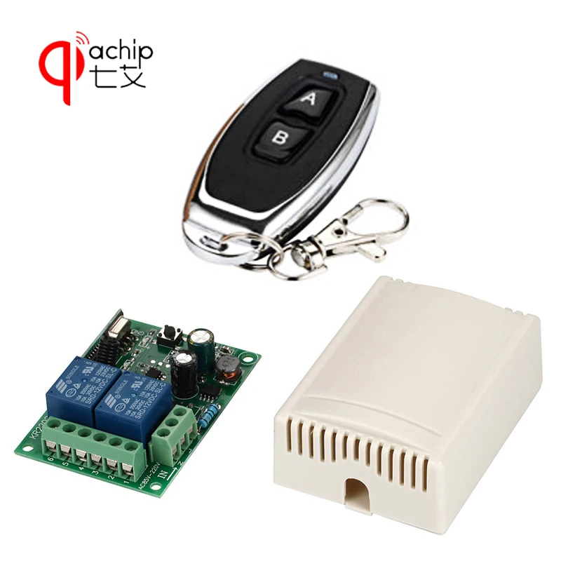 

QIACHIP Universal Wireless Remote Control Switch AC 85V-250V 2CH Relay Receiver Module and 1pcs 433 Mhz RF Remote Controls