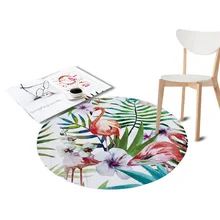 Фламинго принт "тропические растения"; бархат кораллового цвета; стул коврики круглый ковры для Гостиная дети играют коврики домашний текстиль