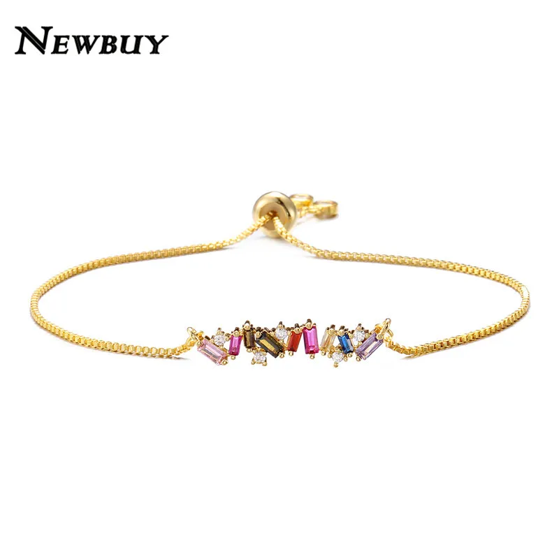 Женские Геометрические браслеты с кристаллами и цвета радуги NEWBUY вечерние