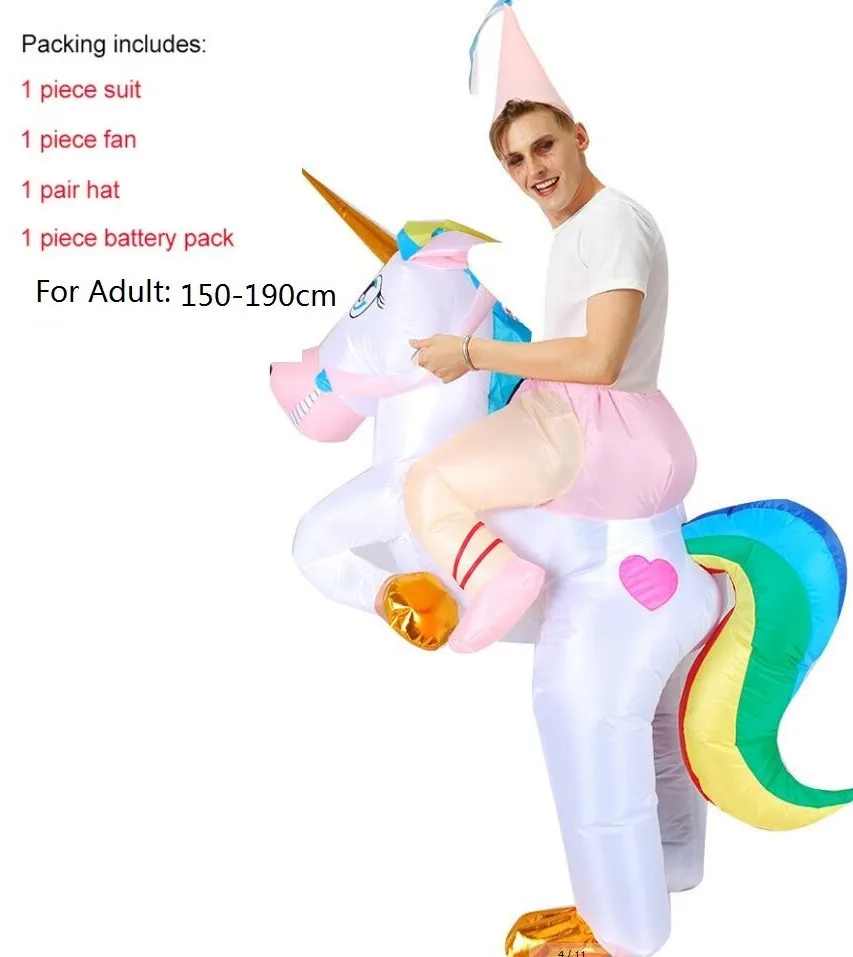 Unicorn надувной костюм унисекс взрослый верховая езда лошадь Хэллоуин косплей