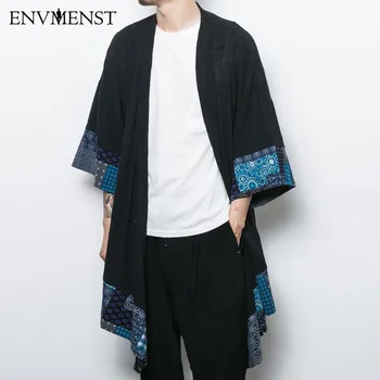 

Chinese Style Men's Cardigan Jacket Men's Three Quarter Sleeves Linen Casual Trench Open Stitch Clothing Clothing Shirts
