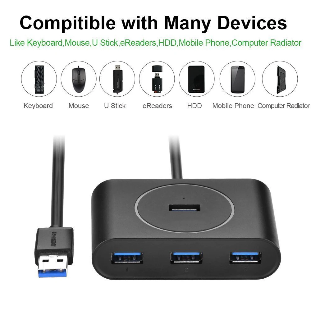 USB 3,0 концентратор 4 порта USB 3 данных концентратор портативный супер скорость для MacBook Air, Mac Mini, iMac Pro, microsoft Surface, ультрабуки с