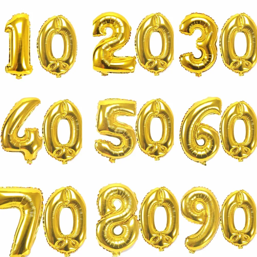 

32 inch gold silver Number foil Balloons 10 20 30 40 50 60 70 80 90 years old kids adult Birthday Anniversary party Decoration