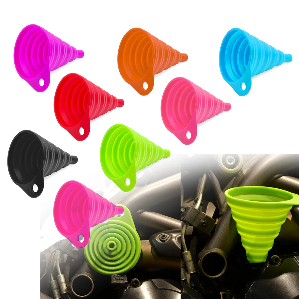 

UNIVERSAL Silicone Oil Fuel Funnel Motorcycle Oil Funnel Hopper Collapsible Foldable For Bmw Benelli Victory Triumph MV Agusta
