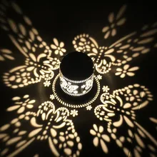 Солнечный светодиодный Люстра Открытый Садовая лужайка во дворе украшения проекционная лампа солнечная жестяная коробка бабочка проекционной лампы 628#35