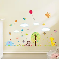 Обезьяна Жираф 3 d может удалить детский сад детская комната декоративная Фреска наклейки на стену