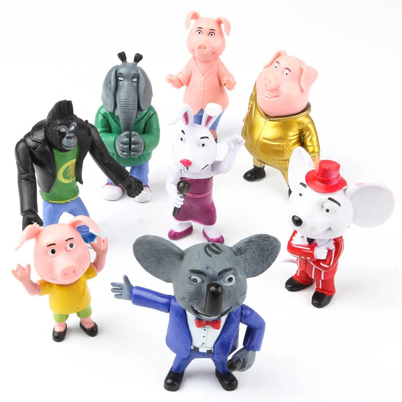 Tanie 8 sztuk partia 7 10 cm Cartoon Movie śpiewać figurka zabawki Buster księżyc Johnny lalki figurki anime akcji i figurki do zabawy