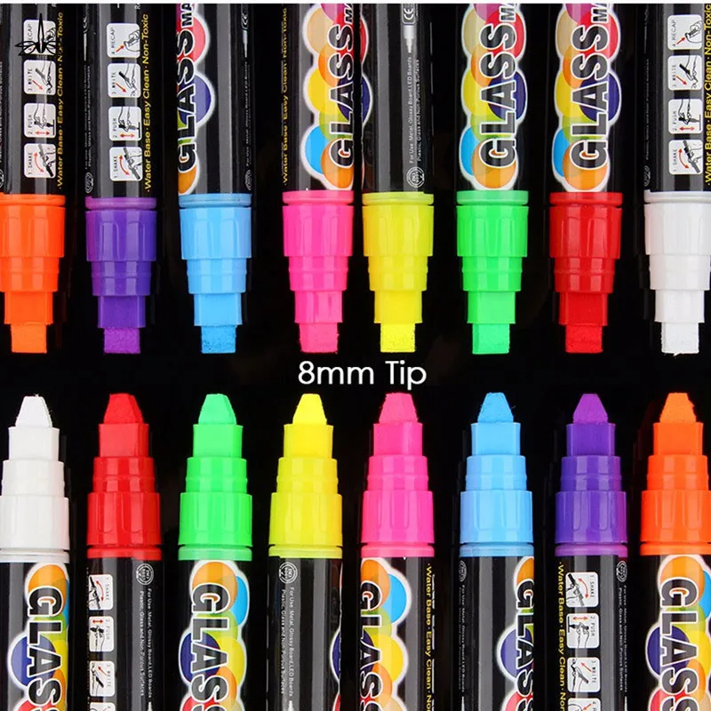 8 Color Office Supplies 8mm Highlighter Neon Liquid Chalk Marker Pens