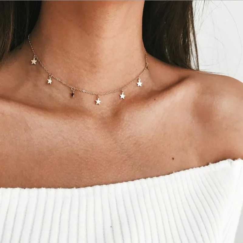 

Boho Gold Color Star Pendant necklace For Girl chain necklaces for women Kolye Bijoux Collares Mujer gargantilha Collier Femme