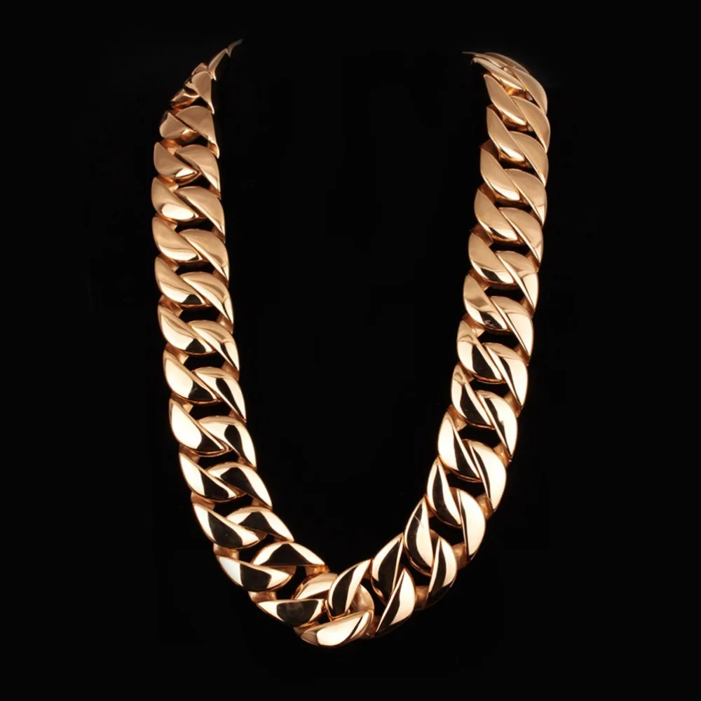 Arabic Gold Jewelry Heavy Stainless Steel Mens Curb Chain Necklace Punk Biker Huge Long for Man | Украшения и аксессуары