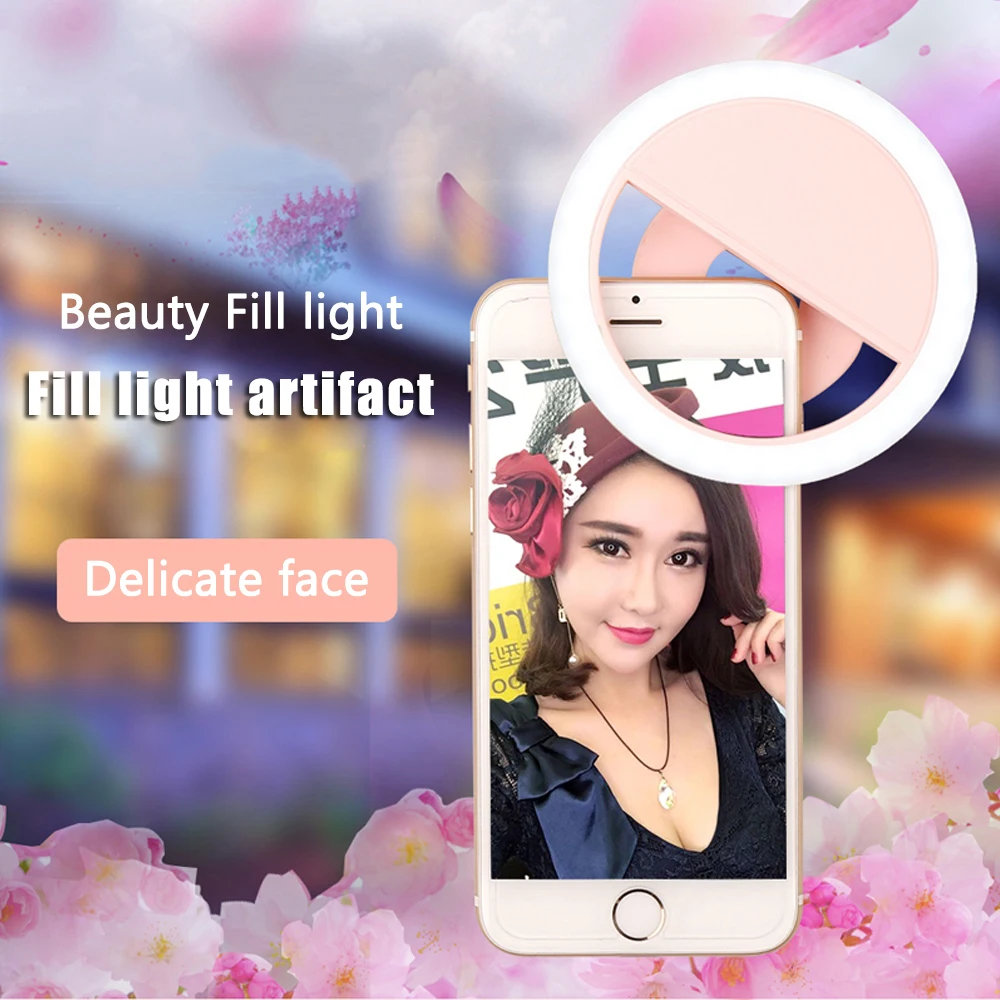 

Portable Selfie Ring Light Fill Light with 36 LED Bulbs , Rechargeable Flash Lamp Clip ,3-Level Adjustable Brightness