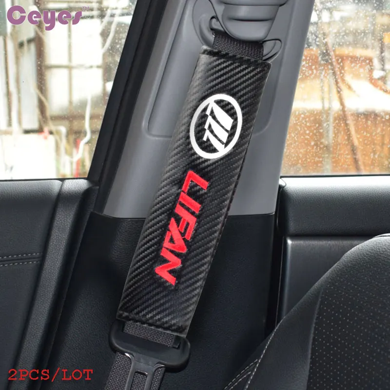 

Carbon Fiber Car-Styling Auto Seat Belt Cover Shoulder Pad JDM Case For Lifan X60 X50 Solano 520 620 320 125CC Breez Car Styling