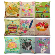 Colorido Life Trivia flores Minestrone Vintage Cámara pepinillos cocina estante verduras fruta buena funda de cojín funda de almohada