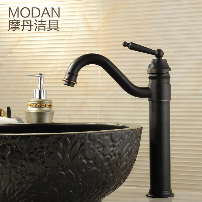 

Motan copper faucet faucet basin Retro Black bronze basin on the stage leading rotation