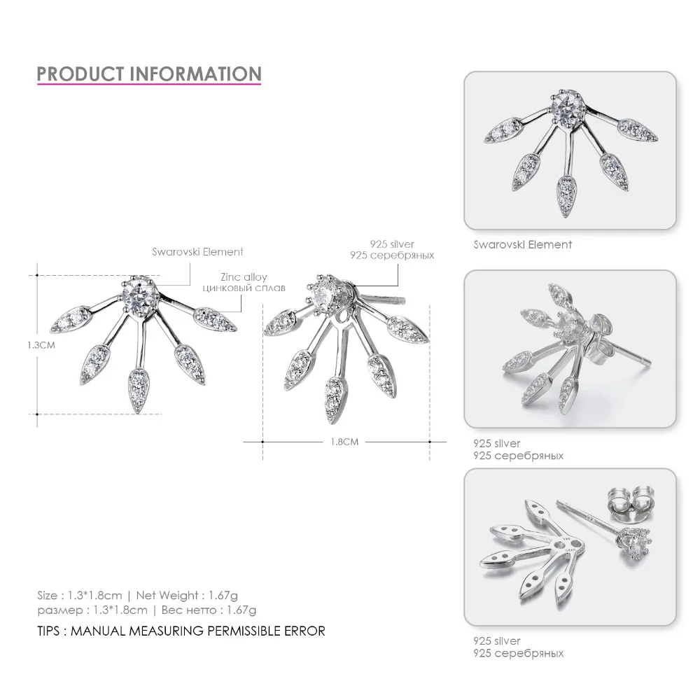 Hot Stud Earrings For Women 925 Sterling Silver Earrings Luxury Cubic Zirconia Jewelry Fashion Wholesale Pierced Earring