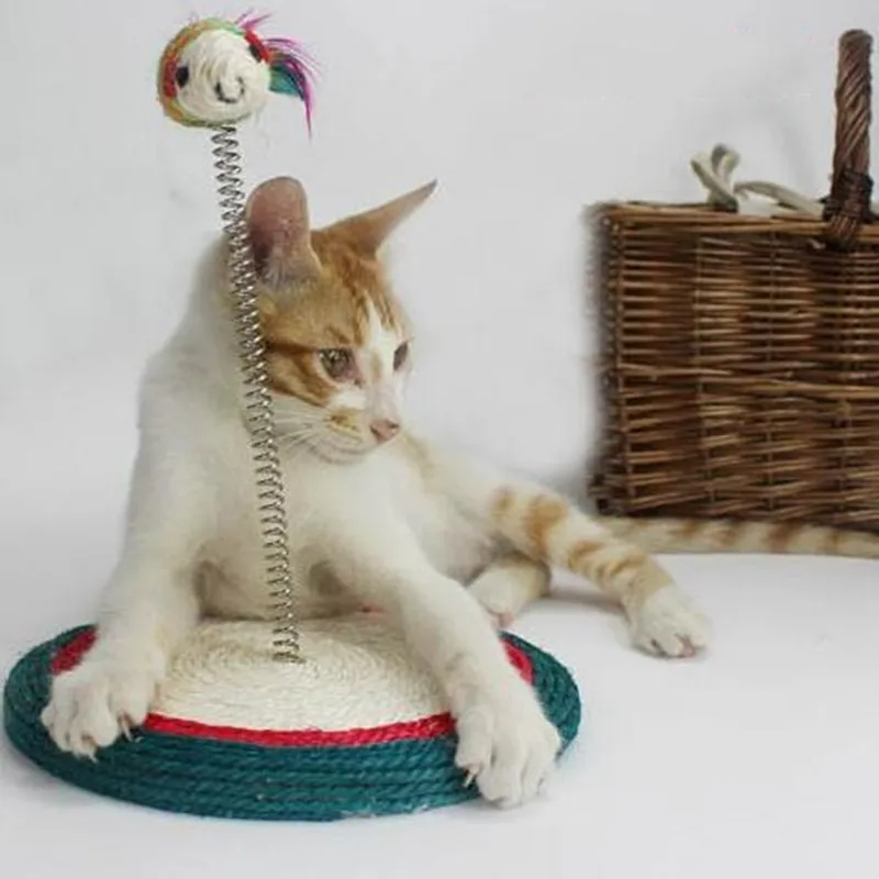 

Mouse Sisal Spring Cat Scratch Pet Scratcher with Holding Pad Cat Grind claws Catch Fun Small Ball Toy Scratch Pillar Toys