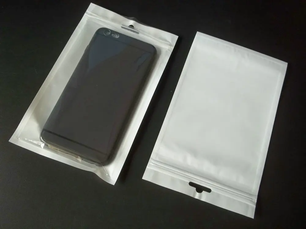 12*20 см прозрачный белый самостоятельная печать на молнии Пластик розничная посылка мешок, для iphone samsung Mobile чехол для телефона повесить отверстие в упаковке Bag