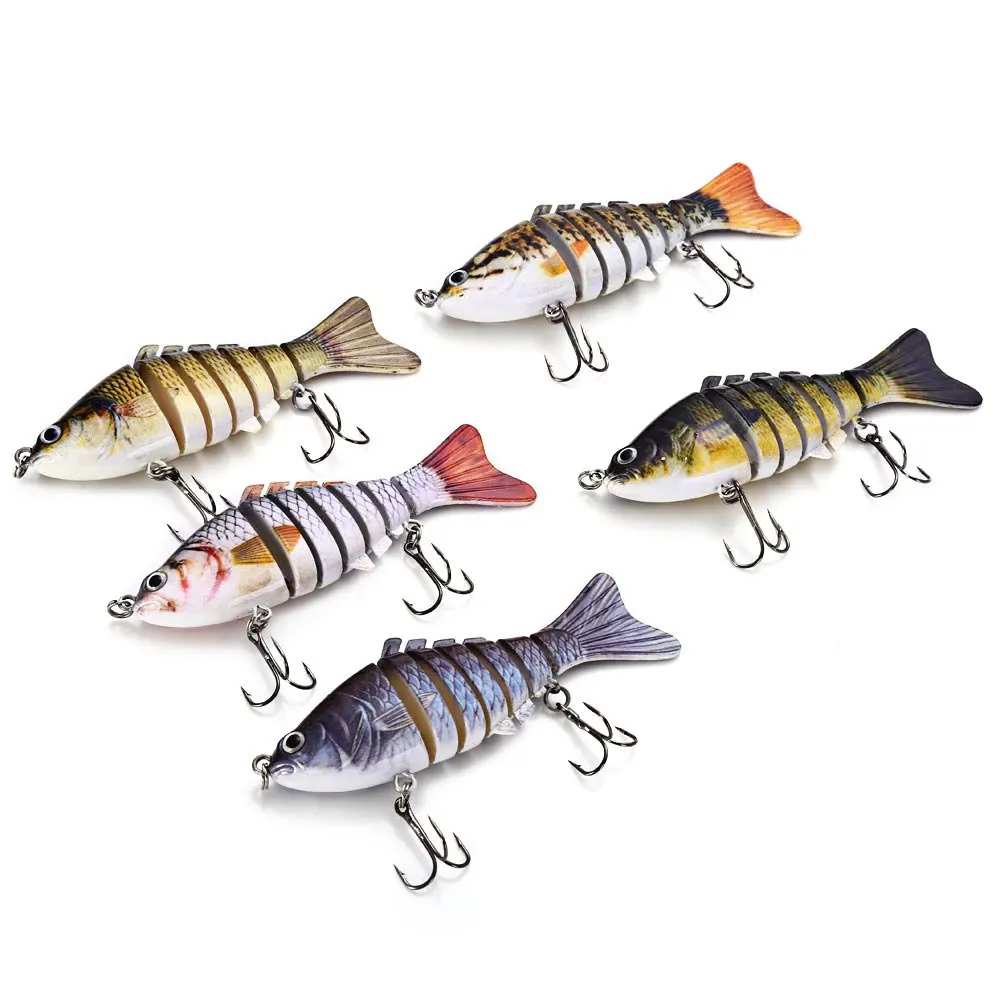  New 7 Segment 10cm Fishing Lure Body Detail Fishing Lure Life-like Baby with Artificial Hooks 3D Eyes Crank Fishing Baits Tackle 