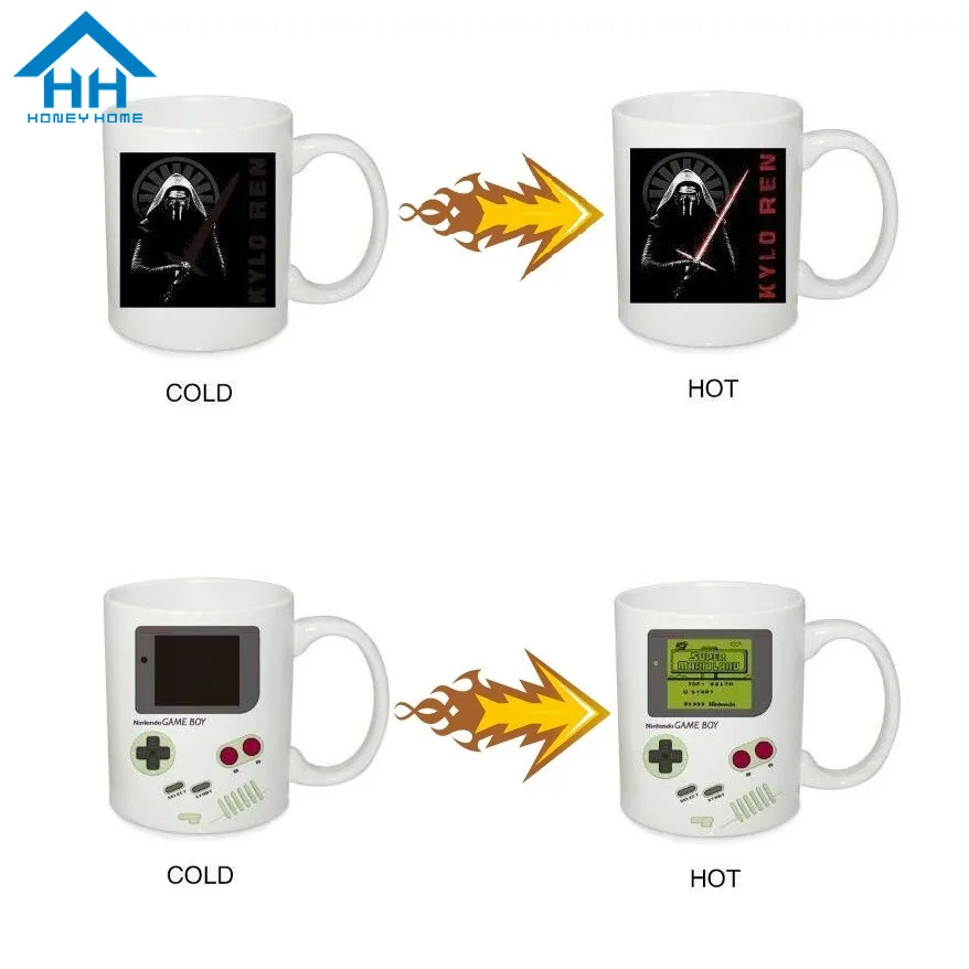 HH Magic Color Changing Cup Game Boy Heat Sensitive Star Wars Mug Ceramic Magical Coffee Milk Best Gifts for Couples Friend | Дом и сад