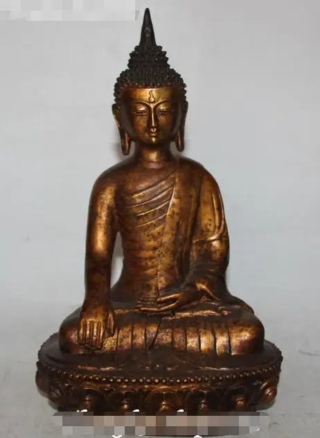 

12" Old Tibet Buddhism Bronze Seat Shakyamuni Sakyamuni Amitabha Buddha Statue
