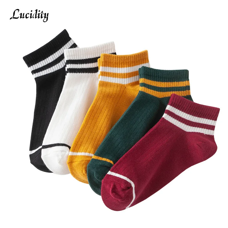 

5pairs/lot =10pieces Short Tube Female Socks Two Bars Shallow Mouth Invisible Women Boat Socks Candy Color Women Fashion Socks