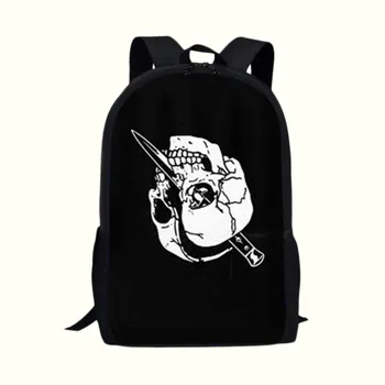 

Men Women Back Pack Mochila Escolar Azrael Skull Backpacks For Teenager Girls Boys School Bags Street Rock Skull Backpacks -C