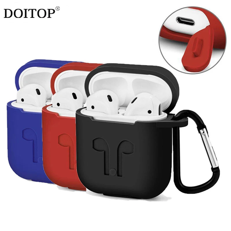 Мягкий защитный чехол DOITOP для Apple Airpods силиконовый С Пылезащитным штекером