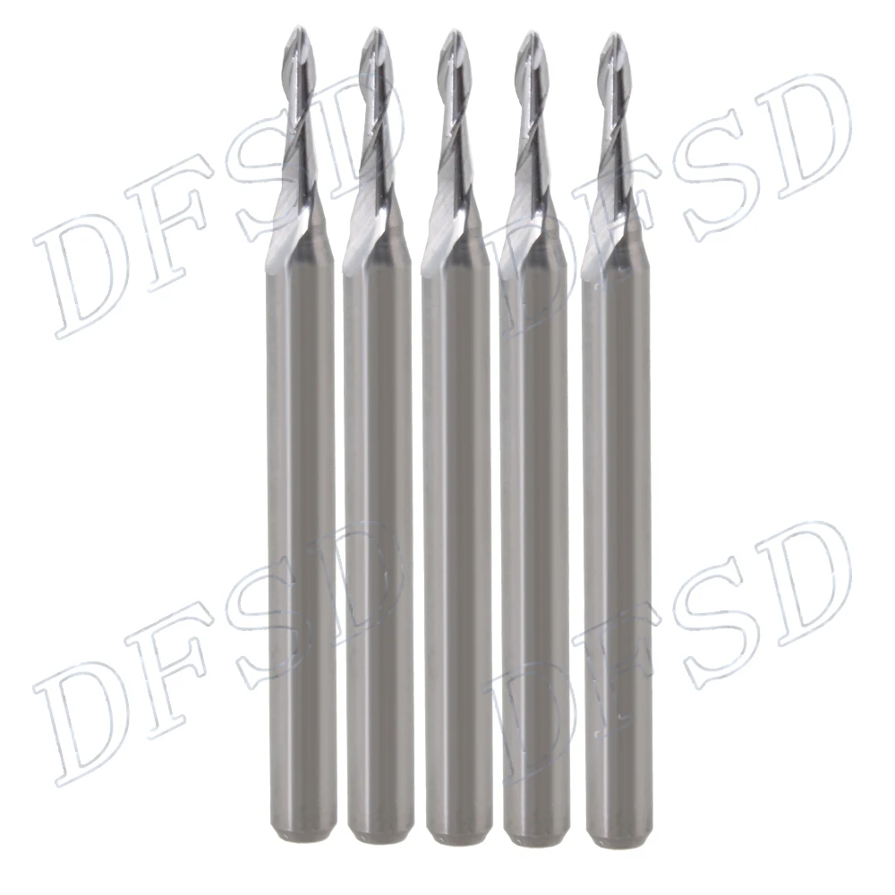 

10pcs Carbide Ball Nose CNC Router Bit 6mm End Mills 1/8" Shank 1.5mm Blade
